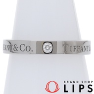 Tiffany & Co.) 平底三鑽戒指（10號）（寬度：約0.3公分）Pt950材質，拋光，成色極佳 [二手]