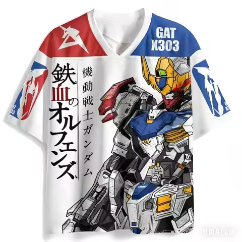 Fashion Gundam Barbatos Jersey Graphic Short Sleeve Mobile Suit Gundam Iron-Blooded Orphans Anime Me