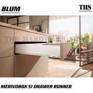 BLUM MERIVOBOX S1 Drawer Runner Set-(Silk White &amp; Orion Grey) Size 450mm &amp; 500mm