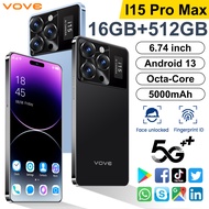 VOVE Hp Murah Phone I15 Pro Max 5g 6.74inci Wifi Ponsel Baru Jaminan Kualitas Ram 16gb Rom 512gb Ori