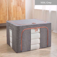 HOMEKING | 72L/100L Large Storage Box Foldable Oxford Box Steel Frame Detachable Storage Box clothes