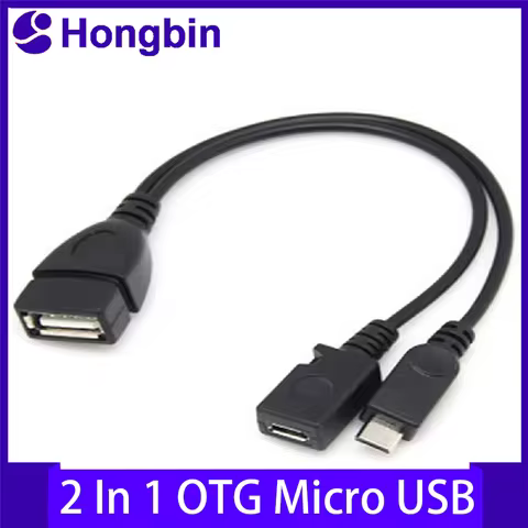 2 In 1 OTG Micro USB Host Power Y Splitter USB Adapter To Micro 5 Pin Male Female Cable For Fire Tv