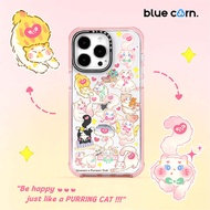 新年手機殼 Blue corn × PurrpurrCLUB sticker suitable for Apple IPhone 15 14 13 ProMax anti drop PIPI pink cat phone case magnetic suction magsafe