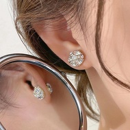 1Pair Magnetic Ear Clip Earrings/Crystal Stone Stud Earring/Women Non Piercing Fake Earring