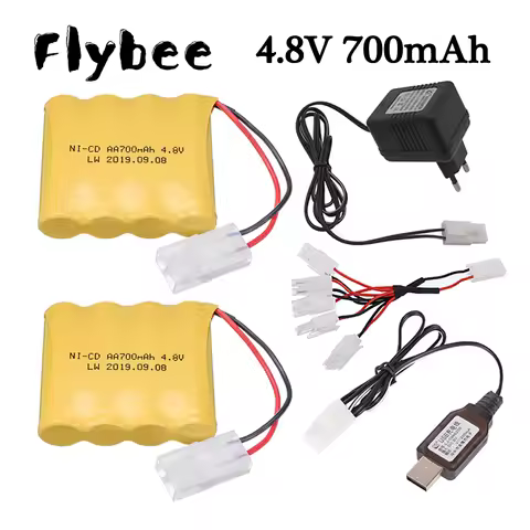 (Tamiya Plug) 4.8v 700mAh Ni-CD Battery / 4.8V Charger Sets For RC Car Truck Robot Tank Gun Boat 4.8