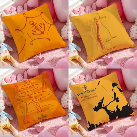 V-Veuve C-clicquot Cushion Cover Cushion Cover 1 piece short plush pillowcase, soft and washable, mo