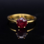 แหวนทับทิม (Natural Ruby) สีชมพูแดง จากประเทศโมซัมบิก ตัวเรือนเงินแท้ 92.5%ชุบทองคำ ไซส์นิ้ว 51 หรือเบอร์ 6 US