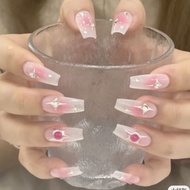 Gel Nails Pink White Cute y2k