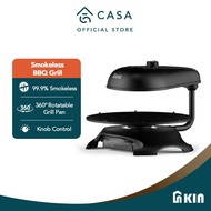 KIN Smokeless BBQ Grill | 99.9% Smokeless Grill | 360° Rotatable Grill Pan | KSB1500BK