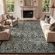 LIVEBOX 8x10 Area Rugs for Living Room, Vintage Floral Non-Slip Washable Rugs, Farmhouse Botanical B