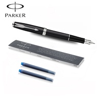 Bút Máy Parker Sonnet & Mực QUINK Hộp Mực Nạp Lại Ngòi Mảnh Có Mực Đen Sơn Mài Màu Đen Mờ Viền Vàng