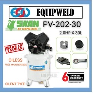 SWAN PV-202-30 OILESS AIR COMPRESSOR 2.0HP X 30 LITRE (SILENT) MADE IN TAIWAN 2HP X 30L OIL FREE EASY MAINTENANCE