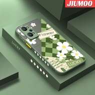 เคส JIUMOO สำหรับ Realme GT Neo 2 GT2 GT 2 Q5 Pro 5G GT Neo 3T เคสการ์ตูนลายตารางดอกไม้บางๆขอบสี่เหลี่ยมด้านข้างดีไซน์ใหม่มีน้ำค้างแข็งโปร่งใสแข็งปลอกซิลิโคนเคสมือถือกันกระแทกคลุมทั้งหมดเคสป้องกันกล้องนิ่ม