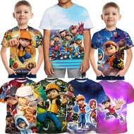 (3-13Y) Boboiboy Kids Print T-shirt Cartoon Animation Fashion 3D Clothing Party Game Everyday Casual Shirt Boy T-shirt