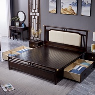 Katil Kayu Pepejal Gaya Cina Baharu 1.5m Bilik Tidur Utama Gaya Cina 1.8m Hotel Penginapan Hotel Pen