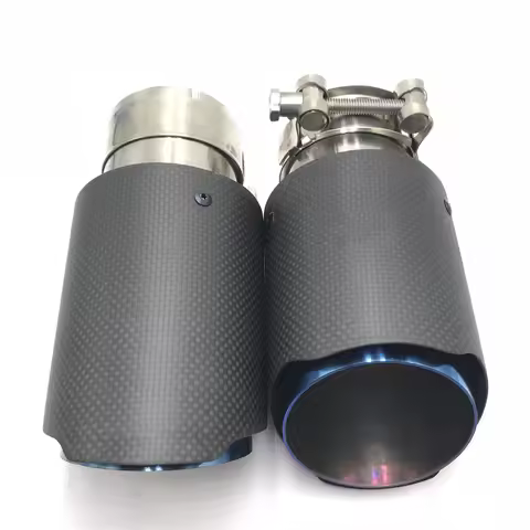 Car Matte Carbon Fiber Muffler Tip Exhaust System Pipe Mufflers Nozzle Universal Straight Stainless