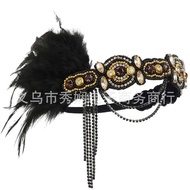 Retro Tassel Diamond Hair Accessories Feather Headband European American Feather Headband Prom Party