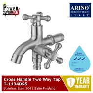 Arino T-1134DSS | Cross Handle Two Way Tap | Stainless Steel 304 | Satin Finishing | 102H*130Lmm | W