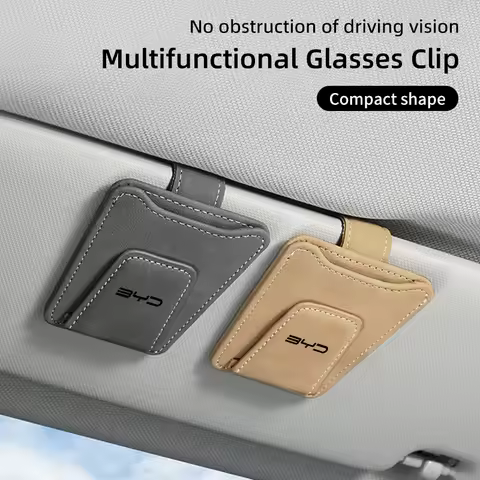 Car Sun Visor Glasses Clip Leather Sunglasses Card Holder For BYD F3 I3 F0 F6 S6 S8 E5 E6 G3 G6 L3 S