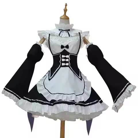 Anime Rem Cosplay Ram Costume Women Girls Maid Apron Dress