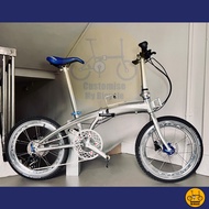 Crius Velocity 20” • 9 Speeds Shimano • Silverock Loud Hub • Schwalbe Marathon Tyre • Silver Blue • Folding Foldable Foldie Fold Bicycle Bike • 406 tyres • Fnhon Blast Master Gust Tornado Dahon Bifold Tern • Customise My Bicycle •