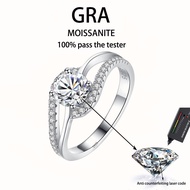 【 GRA Certificate Attached 】 0.8ct genuine moissanite ring, Fashion Angel's Eye S925 pure silver ele