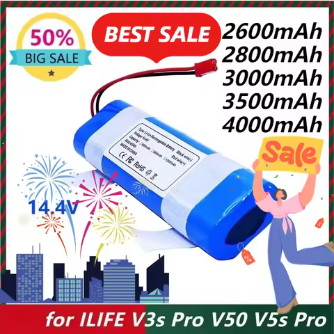 14.4V 2800~4000mAh Lithium Battery for ILIFE V3s Pro V50 V5s Pro V8s V80 Max B5 Max S5 Pro X750 Robo