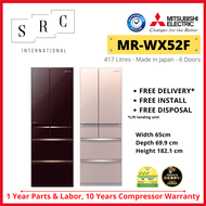 Mitsubishi MR-WX52F Folio Series 6-Door Fridge 417L