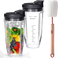Ninja Blender Cups Replacement 24oz Ninja Blender Cups with To-Go Lids 7 Fins Extractor Blade Compat