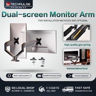 Dual monitor arm Adjustable Monitor Stand Steel Articulating Monitor Bracket with Laptop Tray for 17