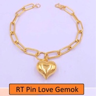 Hand Chain Pin Hollow Love Gemok Love &amp; Key Gold 916 Gold 916 Gold 916 BAJET BRACELET 916 BRACELET
