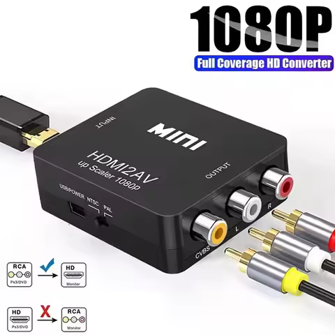 RCA To HDMI Converter with USB Cable 1080P AV To HDMI Adapter AV2HDMI AV/CVSB To HDMI-compatible AV 
