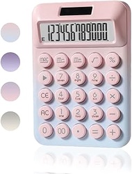 Large Button Calculator, Cute Gradient Desktop Calculator, 12 Digits, Large LCD Display, Dual Power 