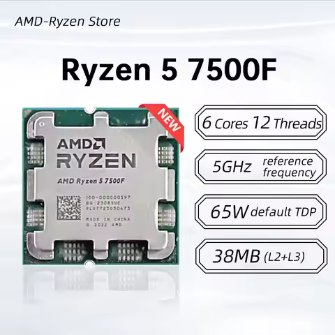 New Amd Ryzen R5 7500F 3.7Ghz 6-Core 12-Thread Cpu Processor 5Nm L3=32M Socket Am5