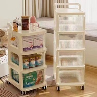 [in stock] Small Trolley Snack Cream Style Storage Rack Floor-standing Movable Baby Toy Storage Rack