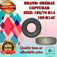 ☁✗TIRE Brand: GREMAX CAPTURAR cf12 - Size: 185/70 R14 and 195R 14C MOST Affordable TUBELESS TIRE