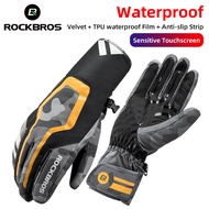 ROCKBROS Warm Cycling Gloves Winter Windproof Waterproof Motorcycle MTB Gloves Men TPU Touch Screen Electric Bicycle Scooter