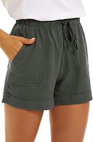 Women's Workout Drawstring Shorts for Women Summer Lounge with Pockets, A12-Army Green, 42