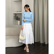 SIVALI Zee Top - Ribbon Coquette Korean Knit - Women's Long Sleeve Knitted Shirt - Long Sleeve