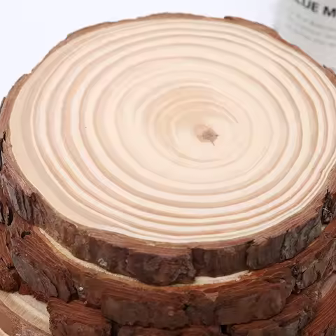 2-16cm Thickness 0.5-1.5 cm Natural Pine Round Wood Slices With Tree Bark Log Discs DIY Crafts Chris