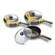 MyDot 26cm/28cm/30cm Marble Coating Non-Stick Induction Frying Wok/Pan With Glass Cover