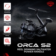 Spinning Reel ORCA S2 Power Handle Gear Ratio 5.2:1 Ball Ring 5+1 Max Drag 4Kg carbon body 5+1BB Fis