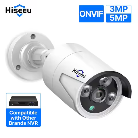 Hiseeu 5MP Audio IP Security Surveillance Camera POE H.265 Outdoor Waterproof IP66 CCTV Camera P2P V