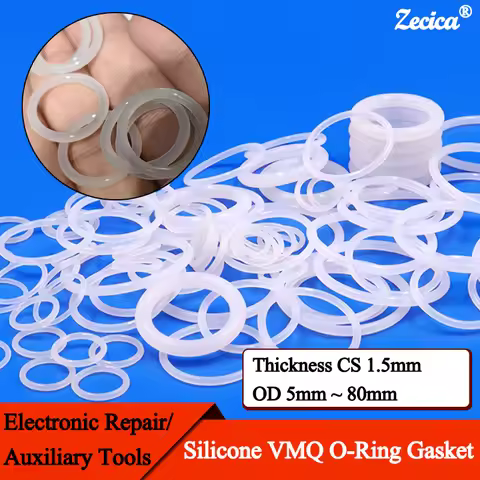 10/50Pcs VMQ White O Ring CS 1.5mm OD 5mm ~ 80mm Silicone Food Grade Silicon Sealing Washer Waterpro