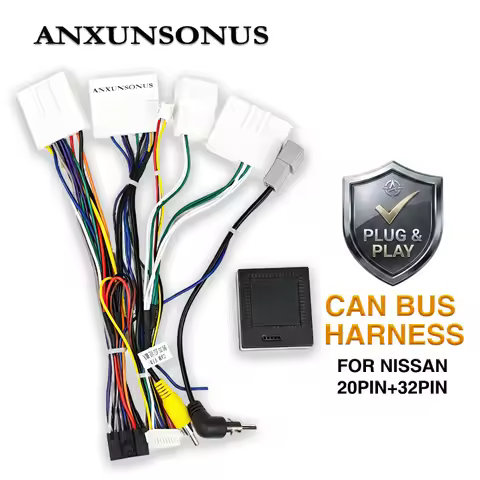 ANXUNSONUS 20-Pin 32Pin Harness CAN Bus Decoder for Nissan Qashqai J11 Sentra B17 X-Trail, Plug&Play