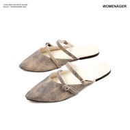 womenager - Railey Rusty denim รองเท้าหัวแหลมเปิดส้น
