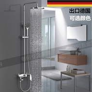 A-6💝German Black Large Shower Head Set Supercharged Water-Saving Copper Gold Adjustable Shower Hot and Cold Faucet ZHCK