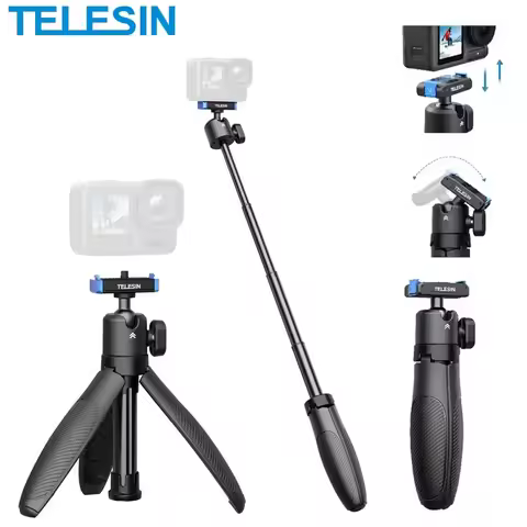 TELESIN Selfie Stick Tripod Portable Quick Release Aluminum Alloy Holder for GoPro 13 GoPro13 DJI Ac