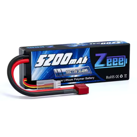 ZEEE 2S 7.4V 5200mAh 100C Hard Case Lipo Battery T Plug for RC Car Truck Tank Traxxas X-Maxx