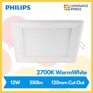 PHILIPS Slimlit LED Downlight 5 Inch Square 12W (Warm White 2700K) x 12 Units